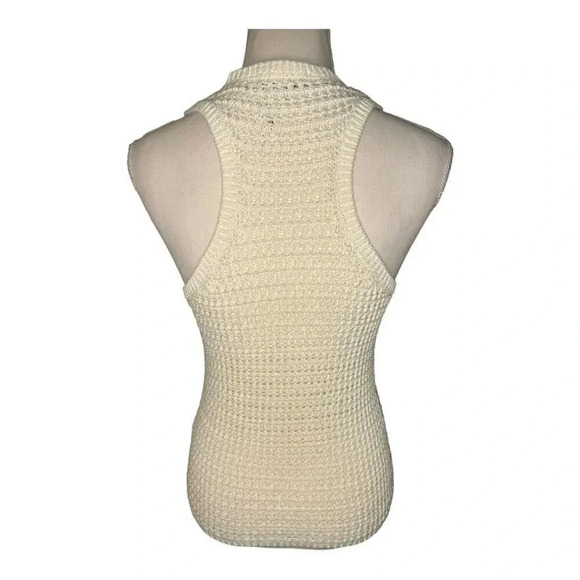 NEW Madewell Women’s XS Crochet-Knit Crewneck Sweater Tank Bright Ivory NWT - Picture 4 of 8